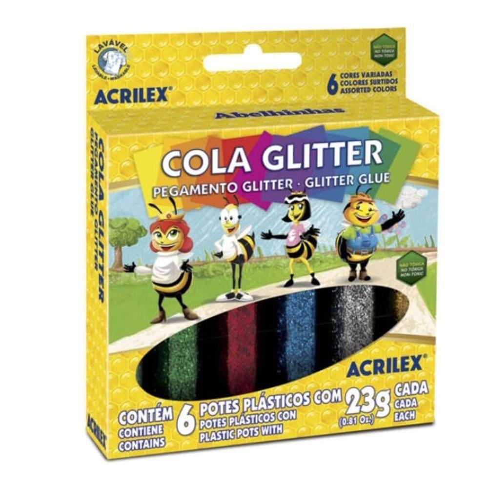 Cola Glitter 23gr Com 6 Cores - Acrilex - Unica Cola Glitter 23gr Com 6 Cores - Acrilex - - 1