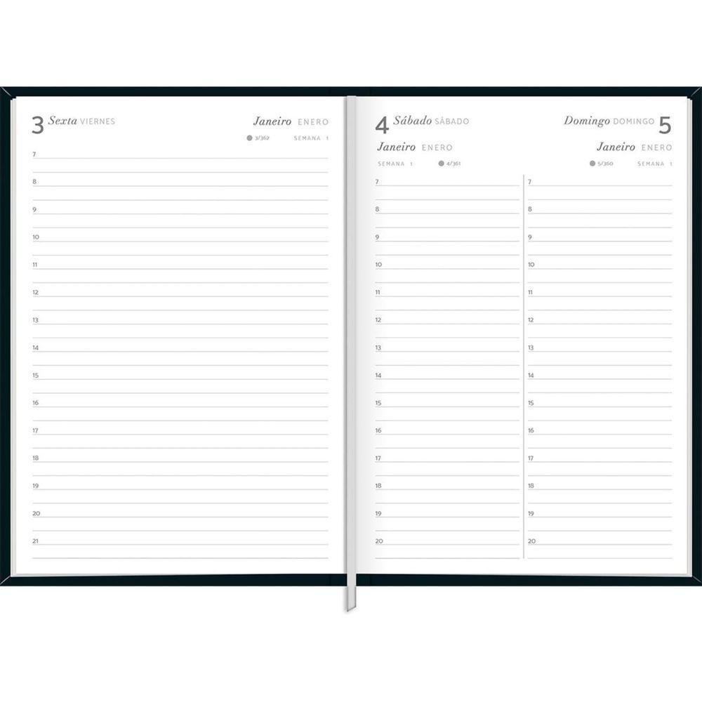 Agenda Executiva Costurada Capa Dura Milano 2025 - Preta - 12,3x16,6cm - Tilibra - 2