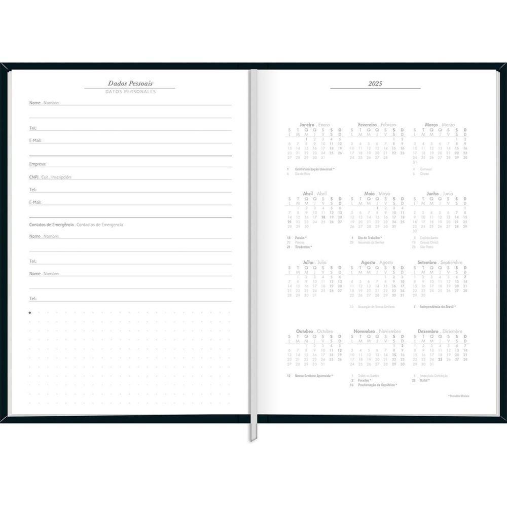 Agenda Executiva Costurada Capa Dura Milano 2025 - Preta - 12,3x16,6cm - Tilibra - 4