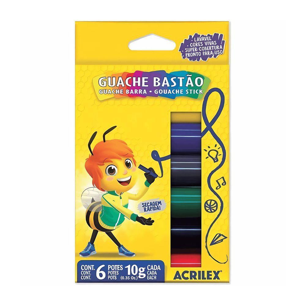 Tinta Guache Em Bastão 6 Cores - Acrilex - 1