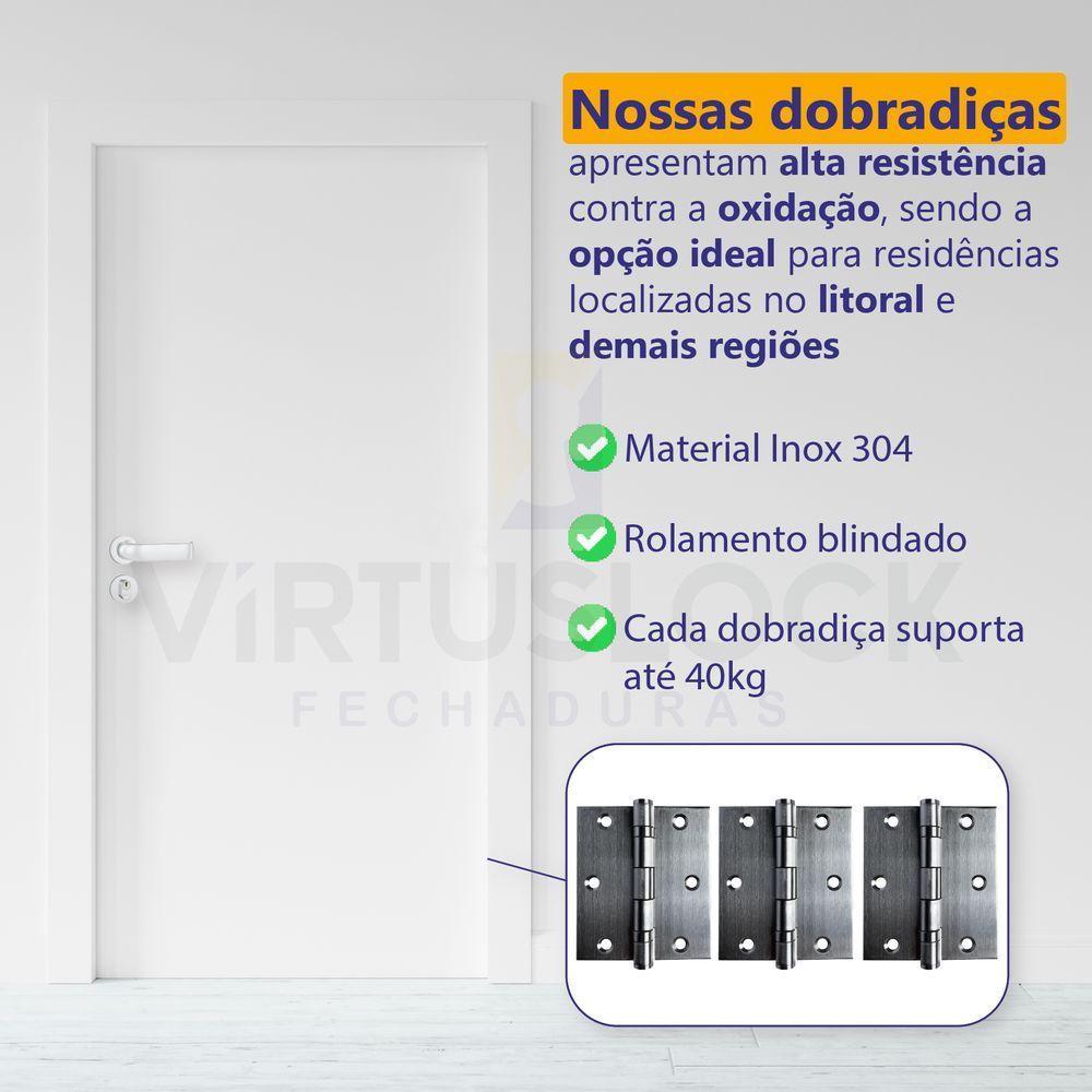 Dobradiça Escovada C-reto Inox Com Rolamento 3 ½ X 3 - 2
