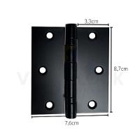 Kit 3 Dobradiças Pretas C-reto Inox Com Rolamento 3 ½ X 3 - 1