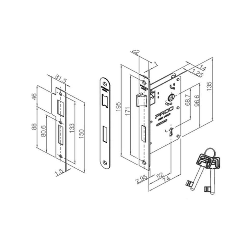 Fechadura Interna Retro Maq 55 Pado Preto Texturizado - 2