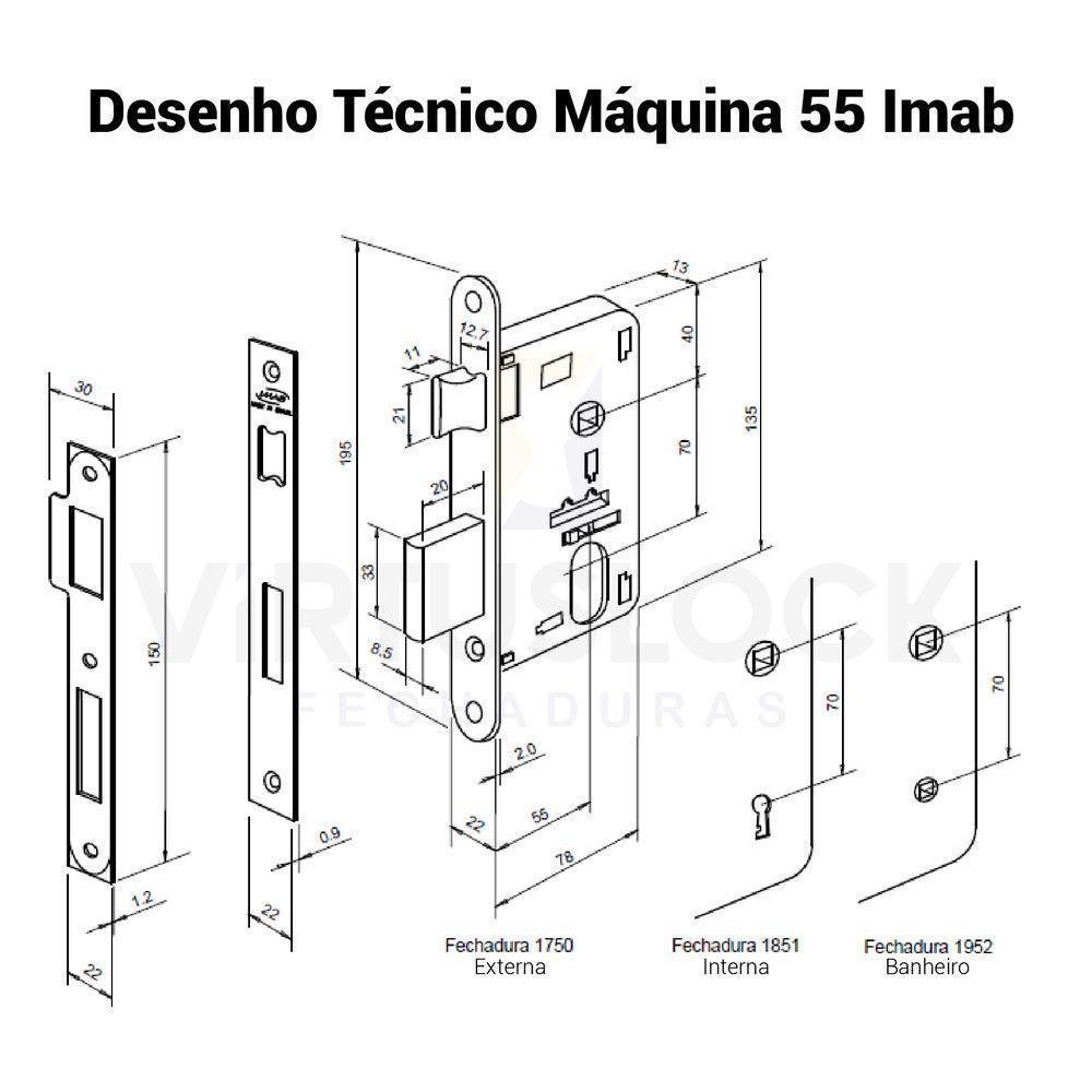 Fechadura Banheiro Hato 2 Polida Imab Polida - 2