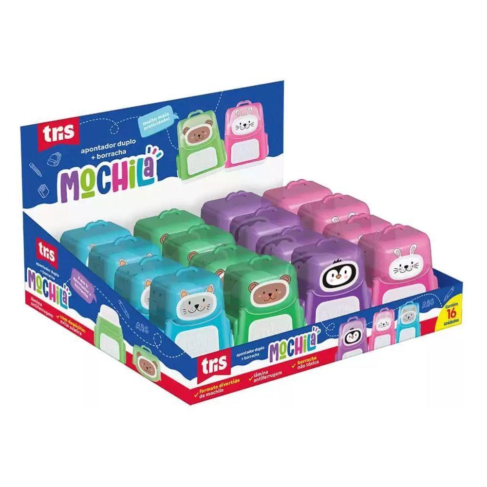 Apontador Duplo Com Borracha E Depósito Mochila Tris Roxo - 2