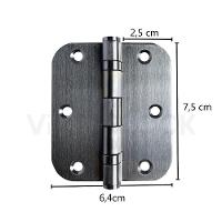 Dobradiça Escovada C-redondo Inox Com Rolamento 3 X 2 ½ - 3