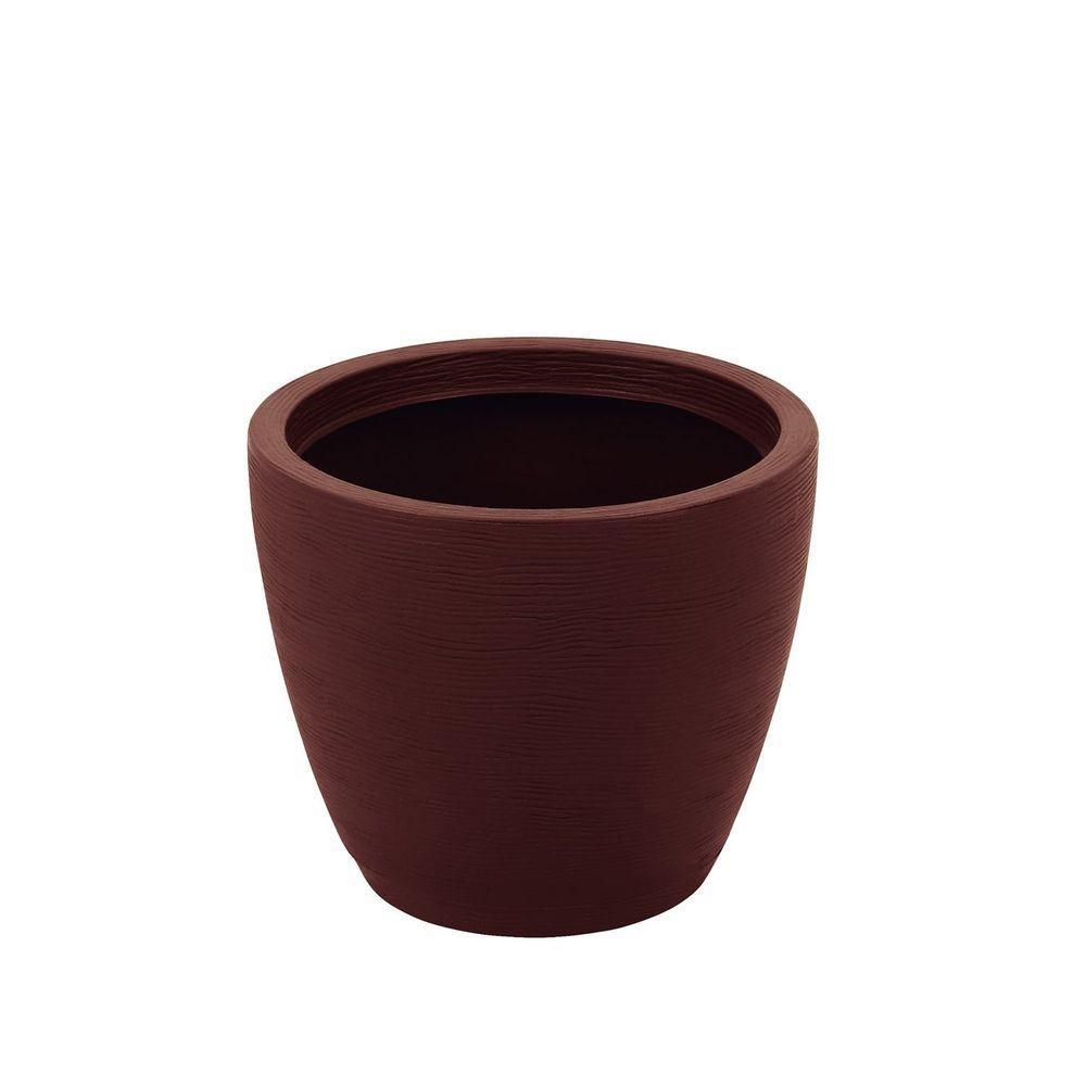 Vaso Tramontina Asteca Em Polietileno Concreto Com Prato 38 Cm Tramontina - 1