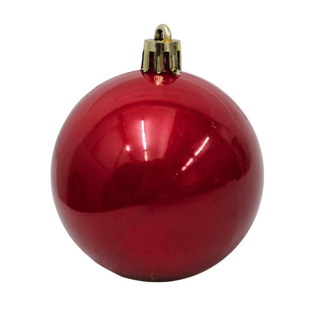 Bolinha De Natal Lisa Perolada C- 9 Peças 6cm- Vermelho- Chibrali Vermelho - 2