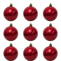 Bolinha De Natal Lisa Perolada C- 9 Peças 6cm- Vermelho- Chibrali Vermelho - 1