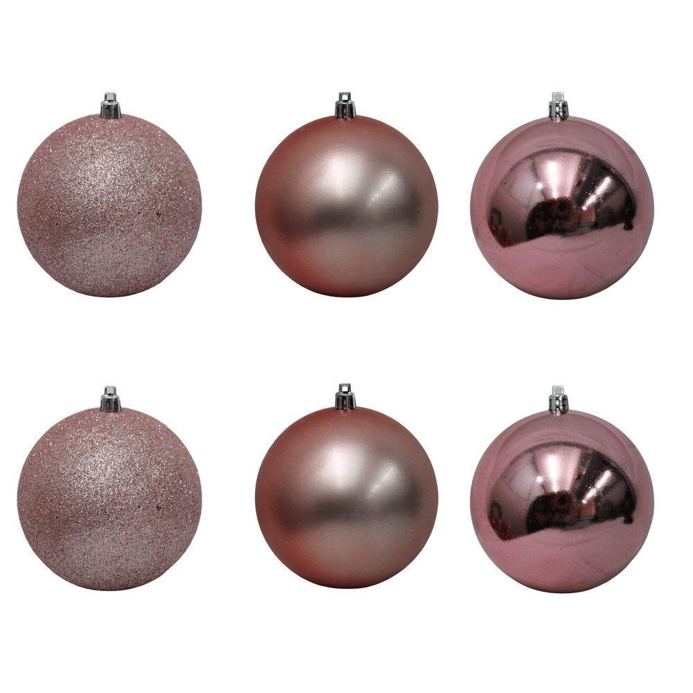 Bolinha De Natal Mix De Modelos C- 6 Peças 10cm- Rose Gold- Chibrali - 1