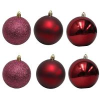 Bolinha De Natal Mix De Modelos C- 6 Peças 8cm- Vinho - Chibrali - 1