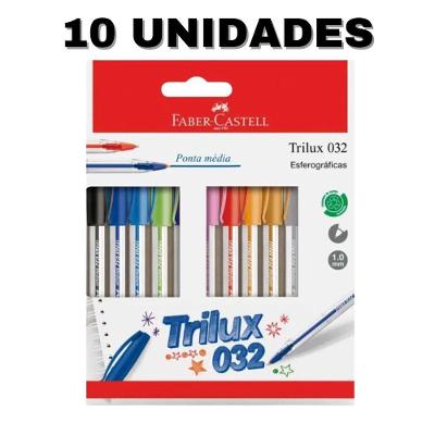 Caneta Esferográfica Trilux Com 10 Cores 10 Unidades Faber-castell