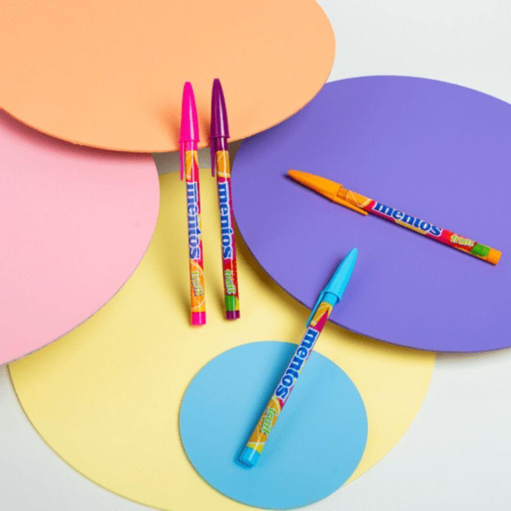 Kit Caneta Jet Lux Mentos + Marca Texto Mentos Com Cheirinho + Caneta Mini Spirinho - 6