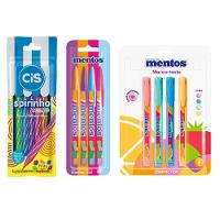 Kit Caneta Jet Lux Mentos + Marca Texto Mentos Com Cheirinho + Caneta Mini Spirinho - 1