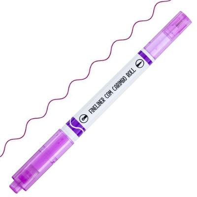 Caneta Hidrográfica Fineliner 0.4mm Com Carimbo Roll Brw Roxo