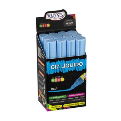 Caixa Caneta Giz Líquido 6mm 4g Evoke Com 12 Unidades Brw Azul