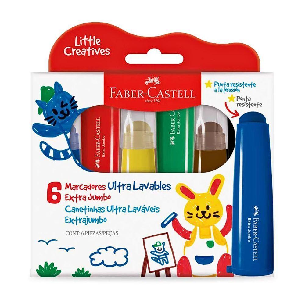 Canetinhas Ultra Laváveis Extrajumbo 6 Cores Faber-castell - 1