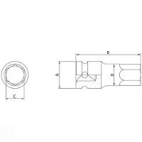 Soquete Impacto Hexagonal Allen Molibdênio 8mm Encaixe 1/2'' - Ponta Corpo Aço Cromo Tramontina - 2