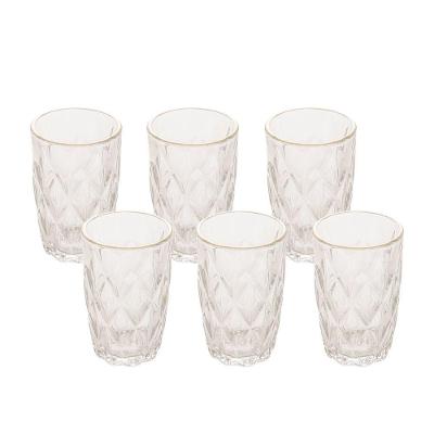 Conjunto Com 06 Copos Altos Diamond Com Fio Dourado 350ml 7988 - Lyor