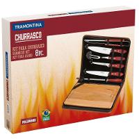 Kit Para Churrasco Tramontina Em Aço Inox Cabo Castanho Polywood Com Tábua E Estojo 8 Peças Tramontina - 3