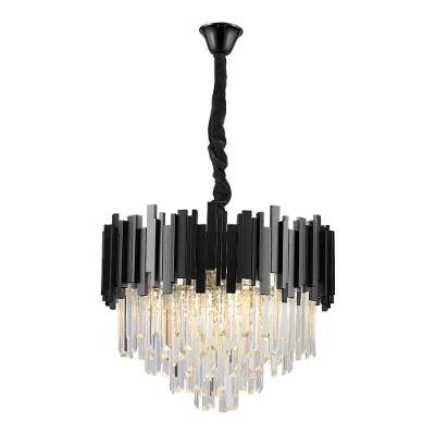 Lustre Pendente Cristal Midas Black Matte Red. 55cm