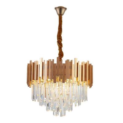 Lustre Pendente Cristal Midas Gold Matte Red. 55cm