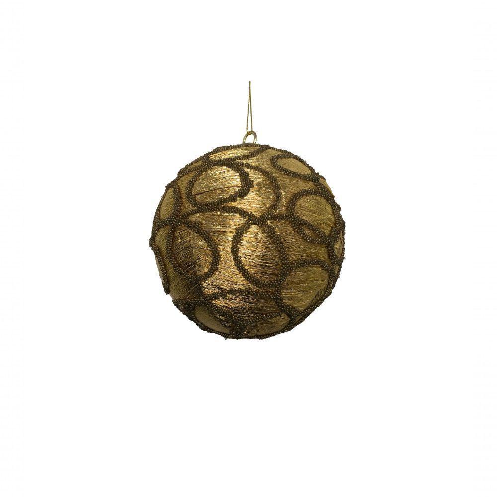 Conjunto Com 03 Bolas Douradas Arabesco 10cm Ht9238 - Linha Christmas Premium - 1