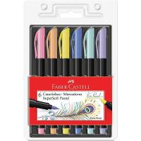 Caneta Brush Supersoft Pastel 6 Cores Com Ponta Pincel Faber-castell - 1