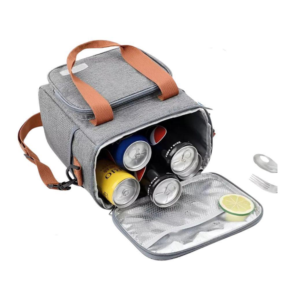 Bolsa Térmica Lancheira Alça Transversal Multiuso Moderna Reforçada Fitness Academia Trabalho Cinza - 5