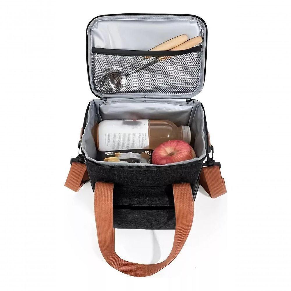 Bolsa Térmica Lancheira Alça Transversal Multiuso Moderna Reforçada Fitness Academia Trabalho Preto - 2