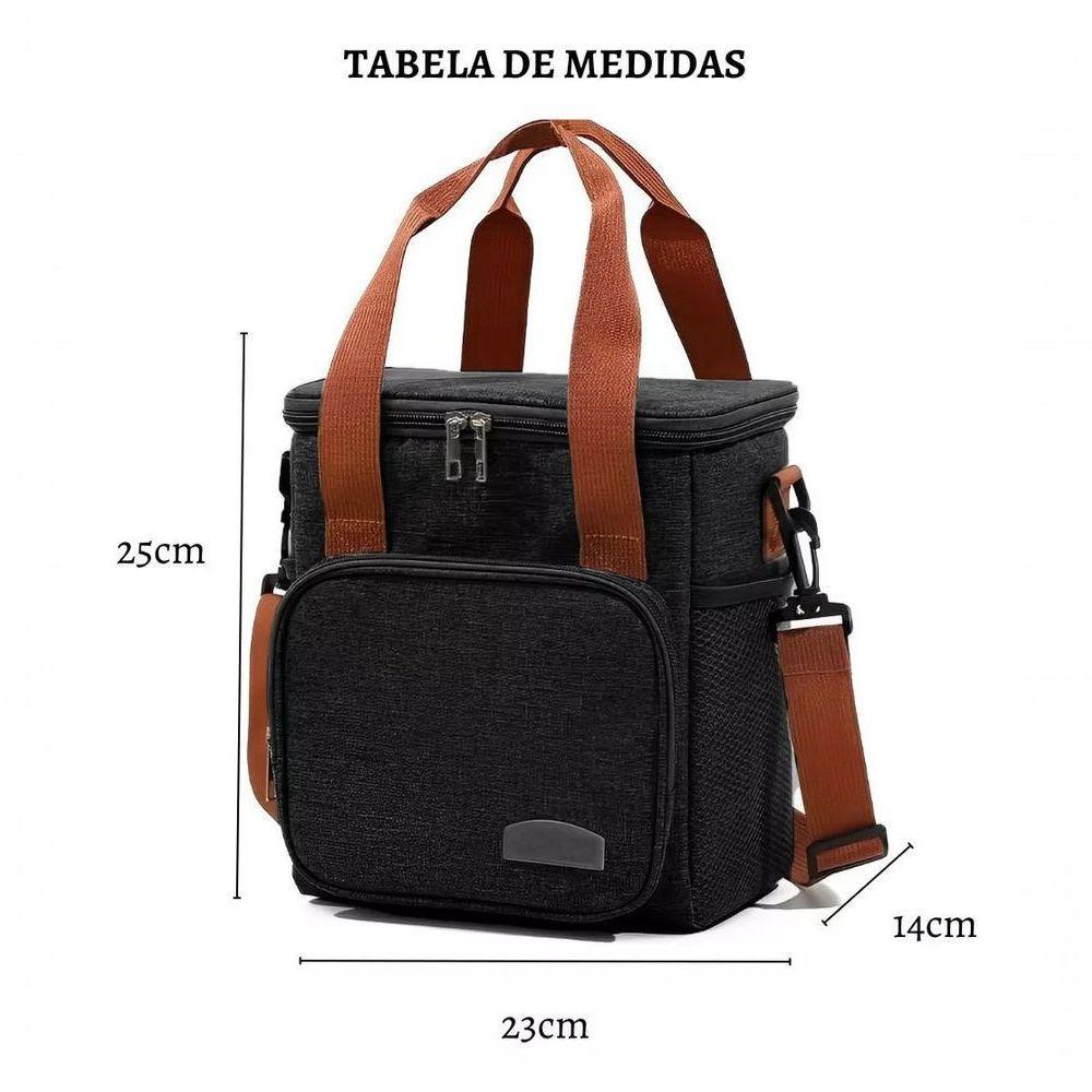 Bolsa Térmica Lancheira Alça Transversal Multiuso Moderna Reforçada Fitness Academia Trabalho Preto - 5