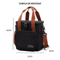 Bolsa Térmica Lancheira Alça Transversal Multiuso Moderna Reforçada Fitness Academia Trabalho Preto - 5