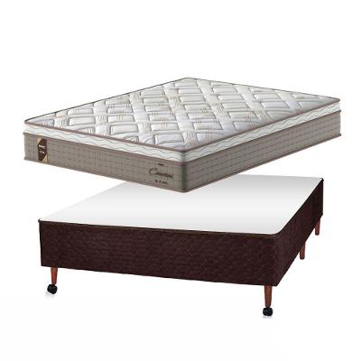 Conjunto Probel Cameron Euro Pillow Box Castor Revolution Híbrido Marrom Casal 138x188x70cm