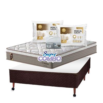 Conjunto Probel Cameron Box Castor Marrom Casal 138x188x70cm