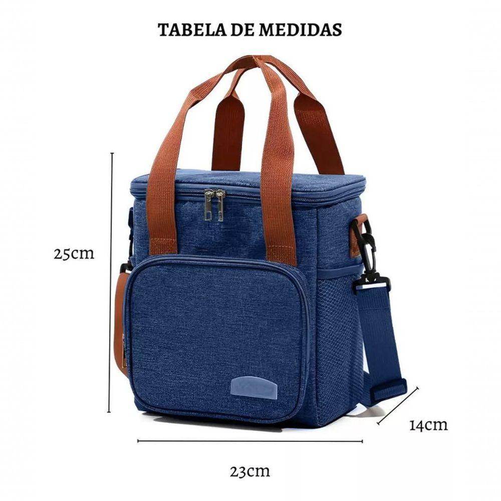 Bolsa Térmica Lancheira Alça Transversal Multiuso Moderna Reforçada Fitness Academia Trabalho Azul - 2