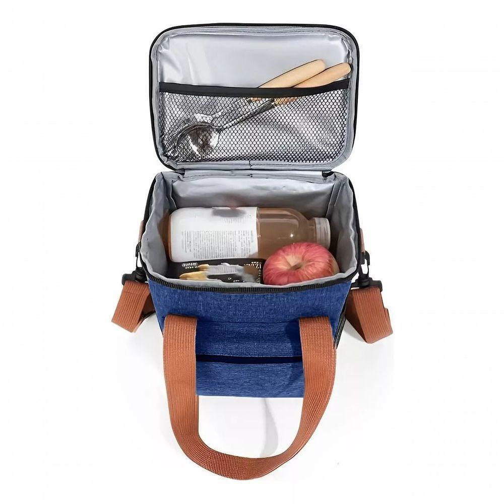 Bolsa Térmica Lancheira Alça Transversal Multiuso Moderna Reforçada Fitness Academia Trabalho Azul - 6