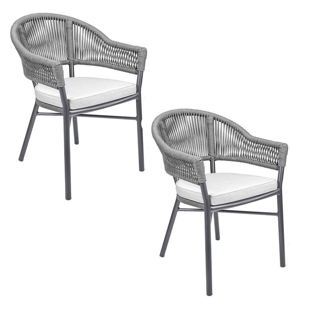 Kit 2 Cadeiras área Externa De Alumínio Bear Com Corda Naútica Grafite G56 - Gran Belo - 1