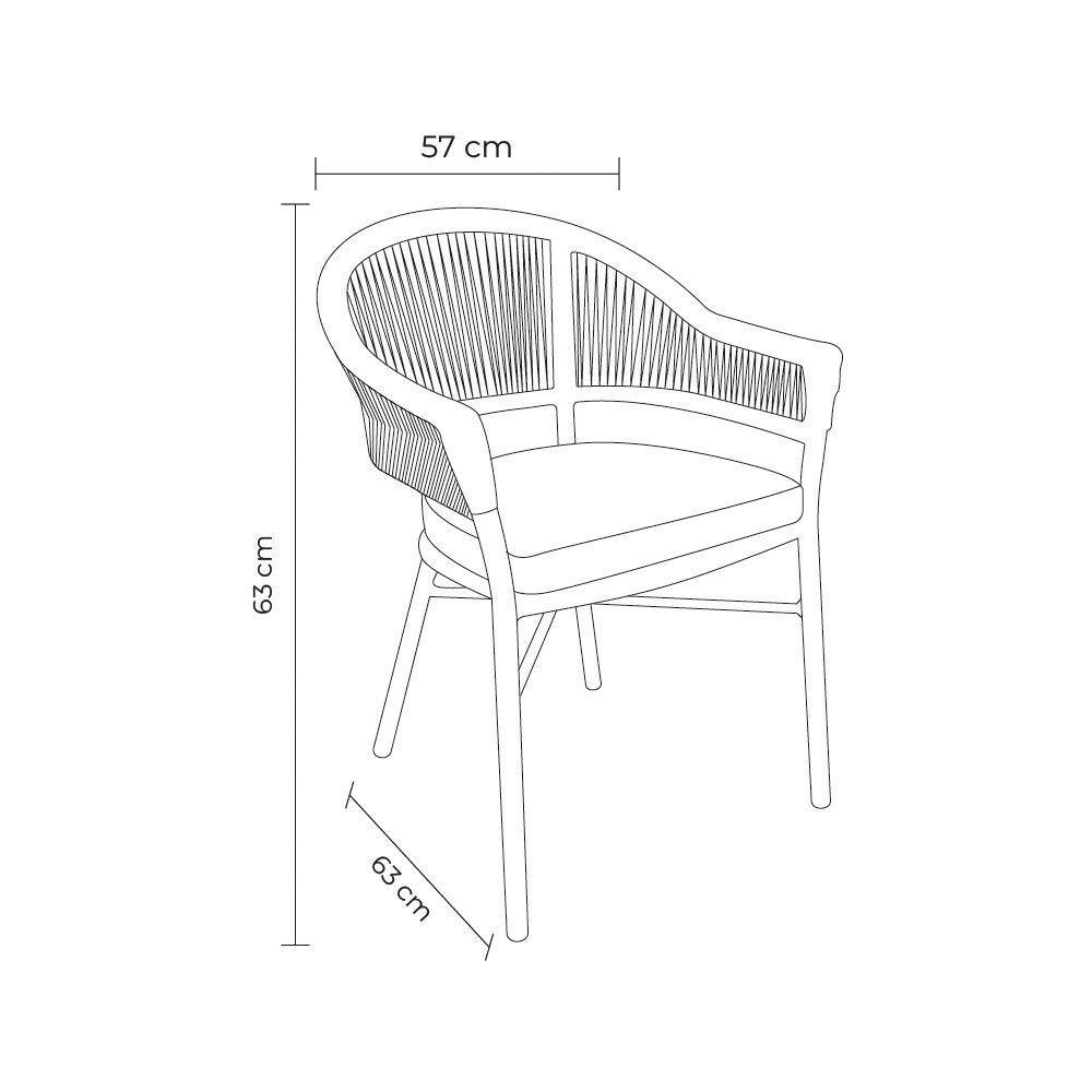 Kit 2 Cadeiras área Externa De Alumínio Bear Com Corda Naútica Grafite G56 - Gran Belo - 5