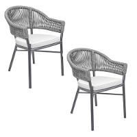 Kit 2 Cadeiras área Externa De Alumínio Bear Com Corda Naútica Grafite G56 - Gran Belo - 1