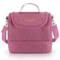 Bolsa Térmica Com 2 Compartimentos Pote Marmita e Garrafa Porta Talher e Porta Escova Rosa - 5
