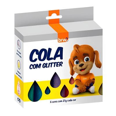 Cola Com Glitter Caixa Com 6 Cores 25g Brw Padrão
