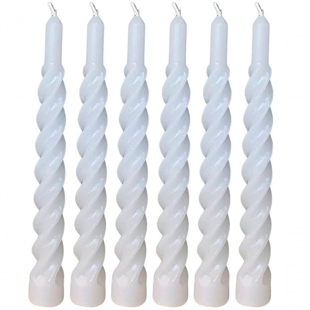 Kit 6 Vela Espiral Natalina Decoração Branco Torcida De 20cm - 1