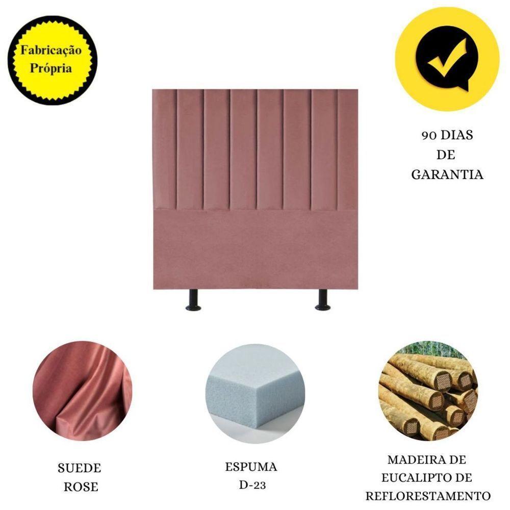 Cabeceira Estofada Cama Solteiro 90 Cm Luísa Suede E Frame rosé - 4