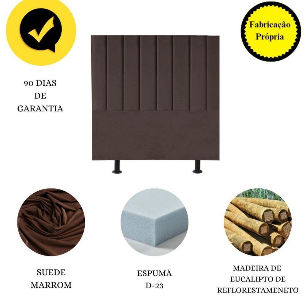 Cabeceira Estofada Cama Queen 160 Cm Luísa Suede E Frame Cor:marrom - 5