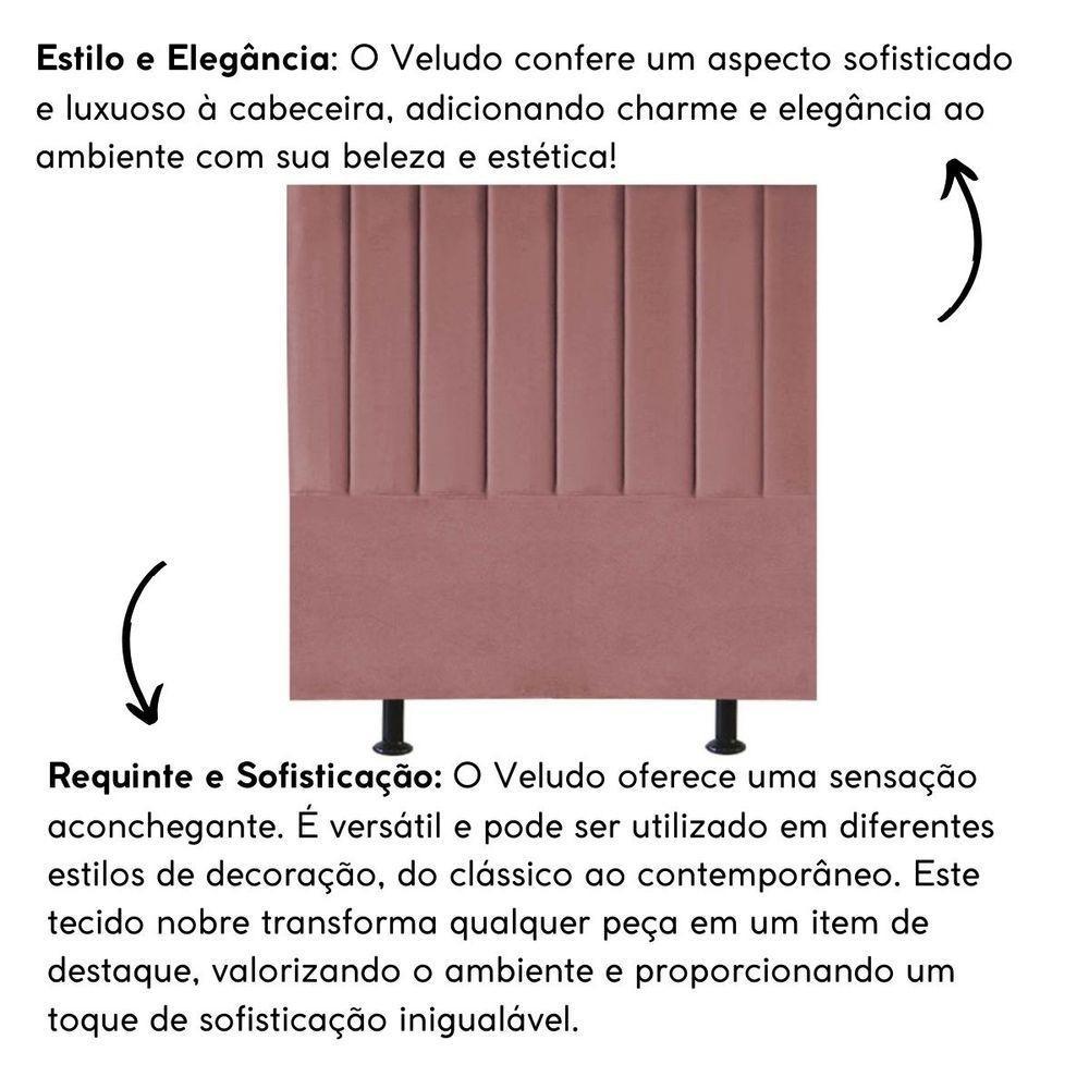 Cabeceira Estofada Cama Casal Box 140 Cm Maya Veludo E Frame Cor:rosé - 3