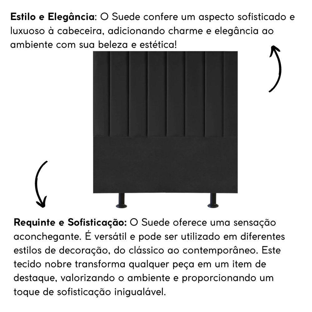Cabeceira Estofada Cama Casal Box 140 Cm Luísa Suede E Frame Cor:preto - 3
