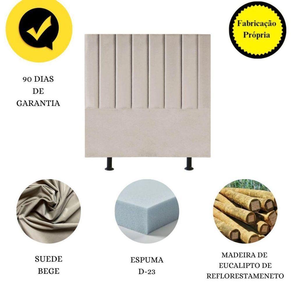 Cabeceira Estofada Cama King 195 Cm Maya Suede E Frame Cor:bege - 4