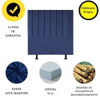 Cabeceira Estofada Cama Casal Box 140 Cm Luísa Suede E Frame Cor:azul Marinho