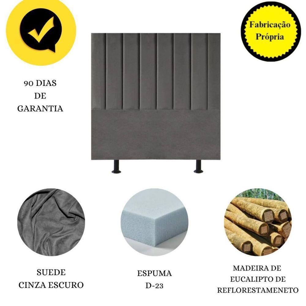 Cabeceira Estofada Cama King 195 Cm Sara Suede E Frame Cor:cinza - 5