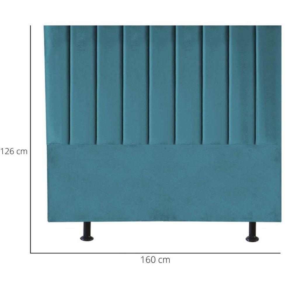 Cabeceira Cama Casal Queen Box 160 Cm Sara Suede E Frame Cor:azul Turquesa - 5
